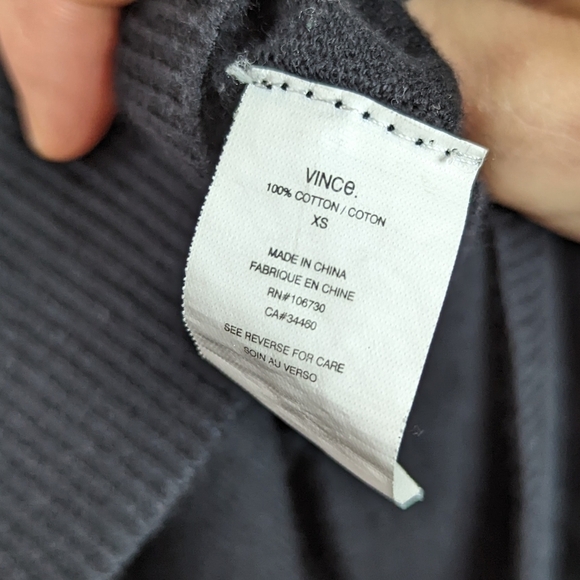 Vince Cardigan Size XS Cotton Black Open Knit Sweater Pockets Longline - Picture 8 of 9